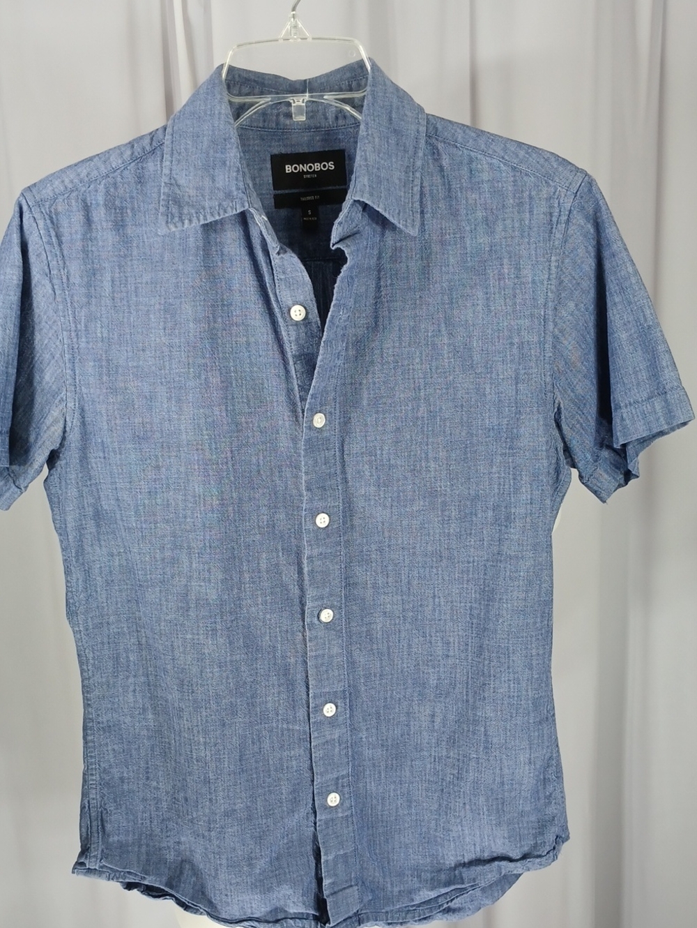 Bonobos Men's Short-Sleeve Chambray cotton Shirt - Blue